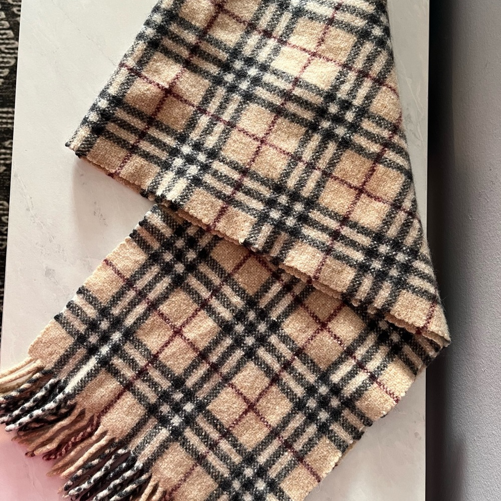 Vintage Burberry merino angora cashmere Nova check scarf - Picture 1 of 5